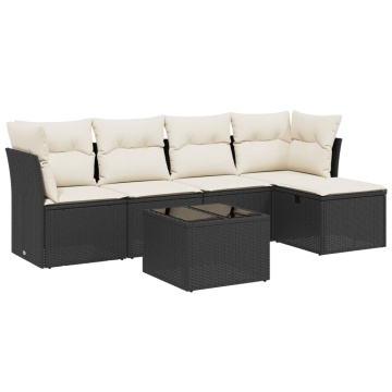 Set mobilier de grădină cu perne, 6 piese, negru, poliratan - Img 2