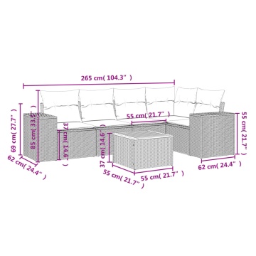 Set mobilier de grădină cu perne, 6 piese, negru, poliratan - Img 3