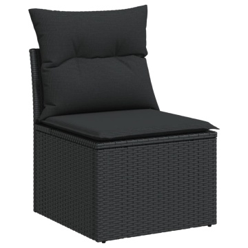 Set mobilier de grădină cu perne, 6 piese, negru, poliratan - Img 3