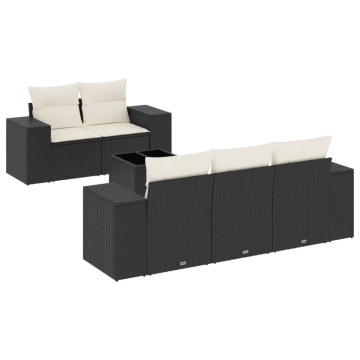 Set mobilier de grădină cu perne, 6 piese, negru, poliratan - Img 2