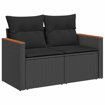 Set mobilier de grădină cu perne, 6 piese, negru, poliratan - Img 4