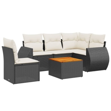 Set mobilier de grădină cu perne, 6 piese, negru, poliratan - Img 2