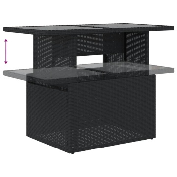Set mobilier de grădină cu perne, 6 piese, negru, poliratan - Img 7