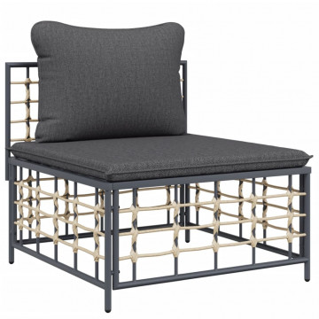 Set mobilier de grădină cu perne, 7 piese, antracit, poliratan - Img 3