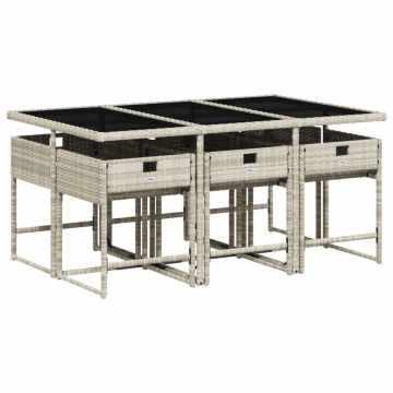 Set mobilier de grădină cu perne, 7 piese gri deschis poliratan - Img 3