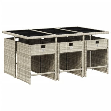 Set mobilier de grădină cu perne, 7 piese gri deschis poliratan - Img 3