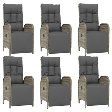 Set mobilier de grădină cu perne, 7 piese, gri, poliratan - Img 4