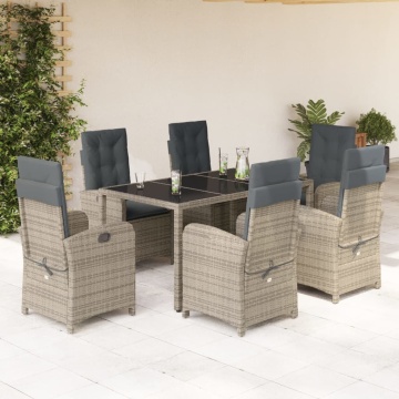 Set mobilier de grădină cu perne, 7 piese, gri, poliratan - Img 1