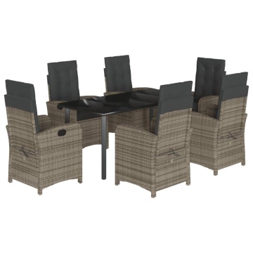 Set mobilier de grădină cu perne, 7 piese, gri, poliratan - Img 2