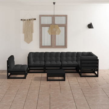 Set mobilier de grădină cu perne, 7 piese, lemn masiv de pin - Img 1