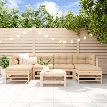Set mobilier de grădină cu perne, 7 piese, lemn masiv - Img 1