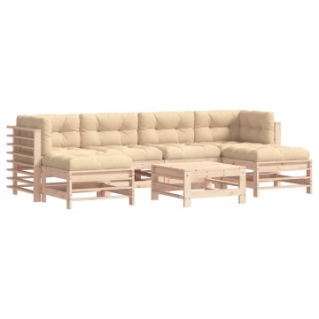 Set mobilier de grădină cu perne, 7 piese, lemn masiv - Img 2