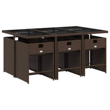 Set mobilier de grădină cu perne, 7 piese, maro, poliratan - Img 3