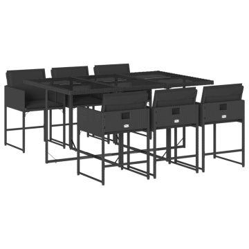 Set mobilier de grădină cu perne, 7 piese, negru, poliratan - Img 2