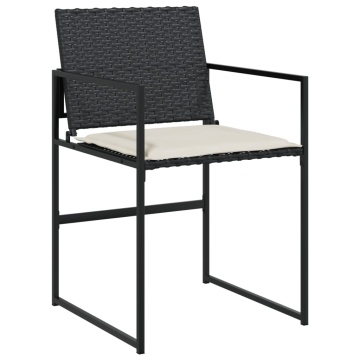 Set mobilier de grădină cu perne, 7 piese, negru, poliratan - Img 4