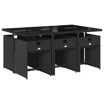 Set mobilier de grădină cu perne, 7 piese, negru, poliratan - Img 3
