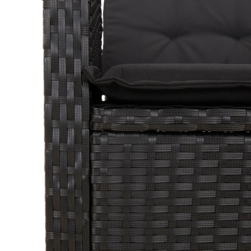 Set mobilier de grădină cu perne, 7 piese, negru, poliratan - Img 5