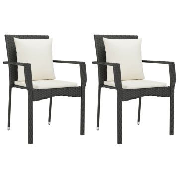 Set mobilier de grădină cu perne, 7 piese, negru, poliratan - Img 3