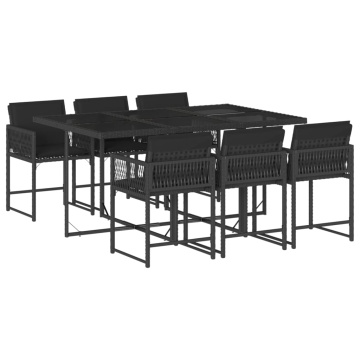 Set mobilier de grădină cu perne, 7 piese, negru, poliratan - Img 2