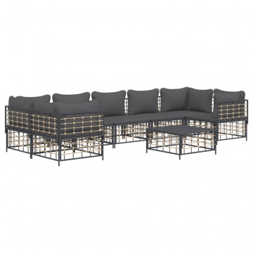 Set mobilier de grădină cu perne, 8 piese, antracit, poliratan - Img 1