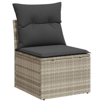 Set mobilier de grădină cu perne, 8 piese gri deschis poliratan - Img 6