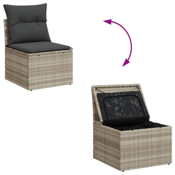 Set mobilier de grădină cu perne, 8 piese gri deschis poliratan - Img 6