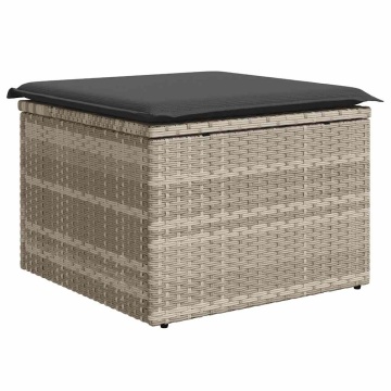 Set mobilier de grădină cu perne, 8 piese gri deschis poliratan - Img 5