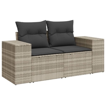 Set mobilier de grădină cu perne, 8 piese gri deschis poliratan - Img 3