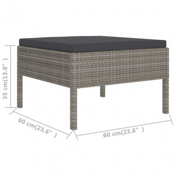 Set mobilier de grădină cu perne, 8 piese, gri, poliratan - Img 5