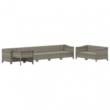 Set mobilier de grădină cu perne, 8 piese, gri, poliratan - Img 4