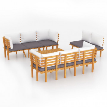 Set mobilier de grădină cu perne, 8 piese, lemn masiv de acacia - Img 2