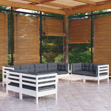 Set mobilier de grădină cu perne, 8 piese, lemn masiv de pin - Img 1