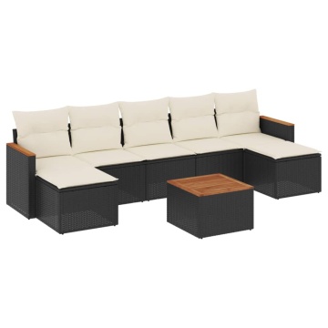 Set mobilier de grădină cu perne, 8 piese, negru, poliratan - Img 2