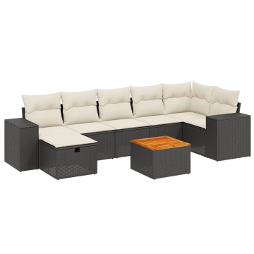 Set mobilier de grădină cu perne, 8 piese, negru, poliratan - Img 2