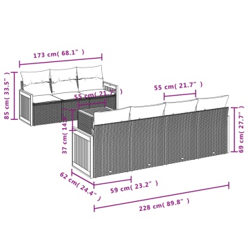 Set mobilier de grădină cu perne, 8 piese, negru, poliratan - Img 6