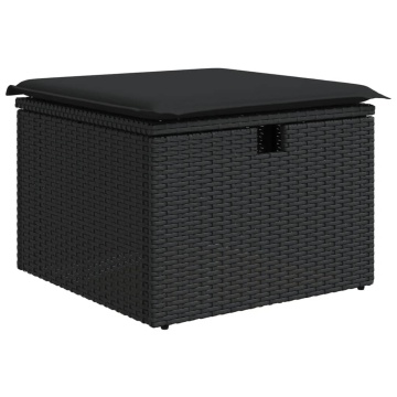 Set mobilier de grădină cu perne, 8 piese, negru, poliratan - Img 5