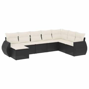 Set mobilier de grădină cu perne, 8 piese, negru, poliratan - Img 2