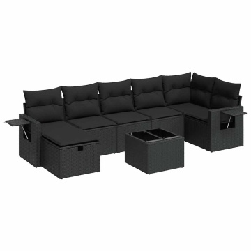 Set mobilier de grădină cu perne, 8 piese, negru, poliratan - Img 2