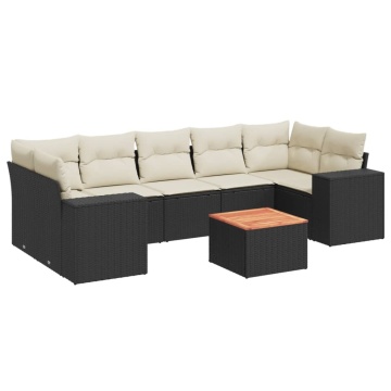 Set mobilier de grădină cu perne, 8 piese, negru, poliratan - Img 2
