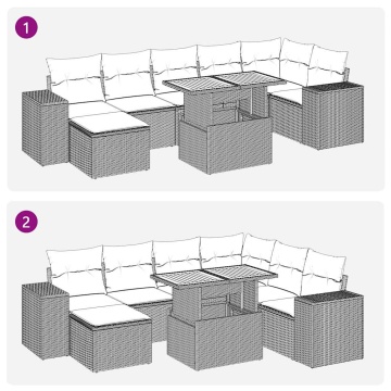 Set mobilier de grădină cu perne, 8 piese, negru, poliratan - Img 7