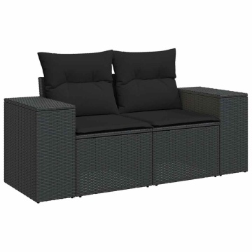 Set mobilier de grădină cu perne, 8 piese, negru, poliratan - Img 3