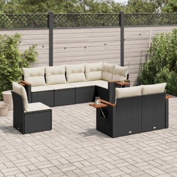 Set mobilier de grădină cu perne, 8 piese, negru, poliratan - Img 1