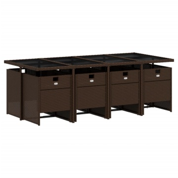 Set mobilier de grădină cu perne, 9 piese, maro, poliratan - Img 3