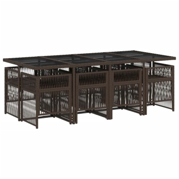 Set mobilier de grădină cu perne, 9 piese, maro, poliratan - Img 3
