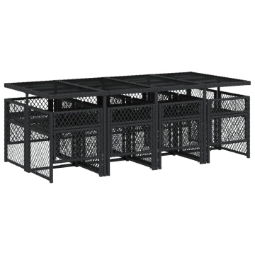 Set mobilier de grădină cu perne, 9 piese, negru, poliratan - Img 8