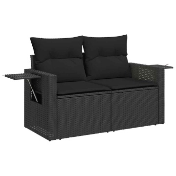 Set mobilier de grădină cu perne, 9 piese, negru, poliratan - Img 8