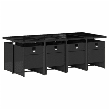 Set mobilier de grădină cu perne, 9 piese, negru, poliratan - Img 3