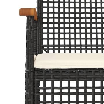 Set mobilier de grădină cu perne, 9 piese, negru, poliratan - Img 4