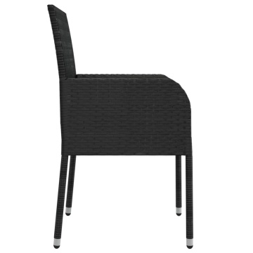 Set mobilier de grădină cu perne, 9 piese, negru, poliratan - Img 5
