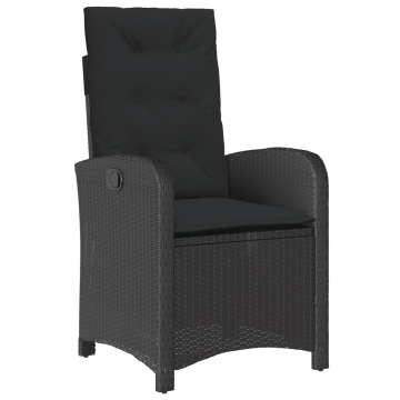 Set mobilier de grădină cu perne, 9 piese, negru, poliratan - Img 3